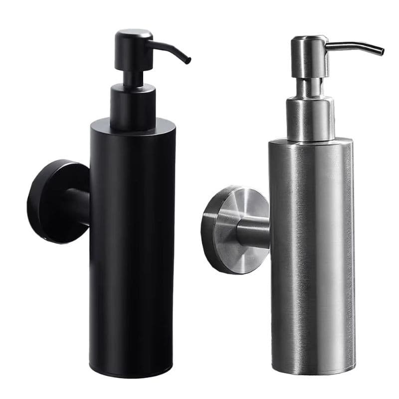 Dispenser de Sabonete Shampoo de Parede Inox Cilíndrico Pendurado Desinfetante Para As Mãos Garrafa OI-0614