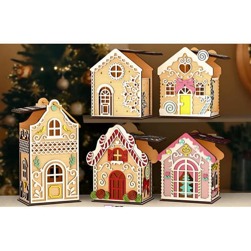 05 Casinha Natal Decoração Gengibre Natal Mdf 3mm Cru