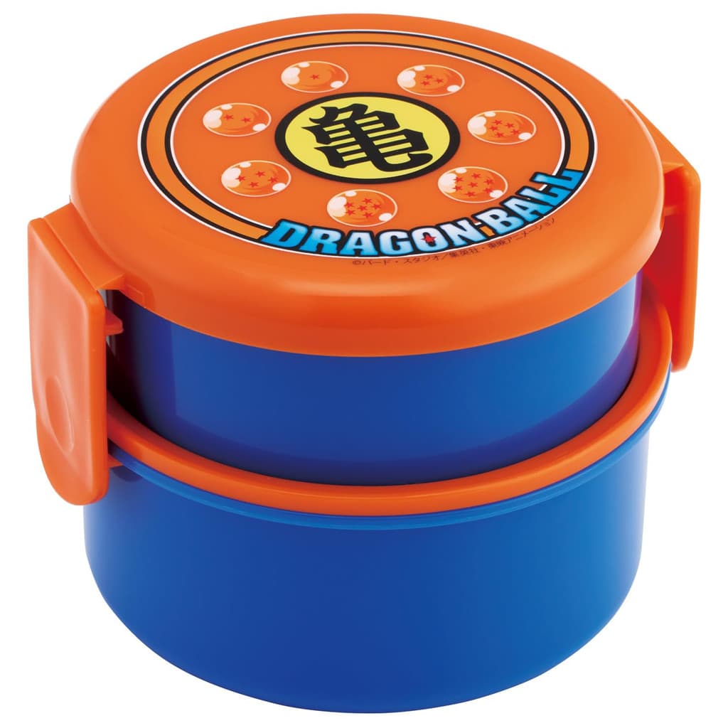 Caixa de almoço redonda Skater 500ml 2 andares com garfo, feita no Japão, Dragon Ball.