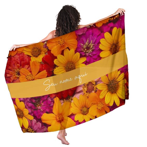Canga Saida de Praia com nome personalizado 90x140cm