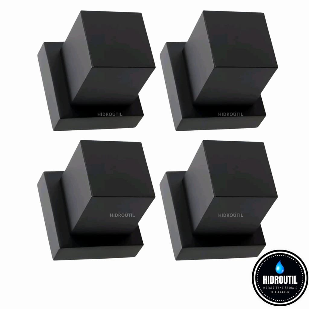 Kit 4 Acabamento Registro Pressão Quadrado ABS Preto Padrão Deca