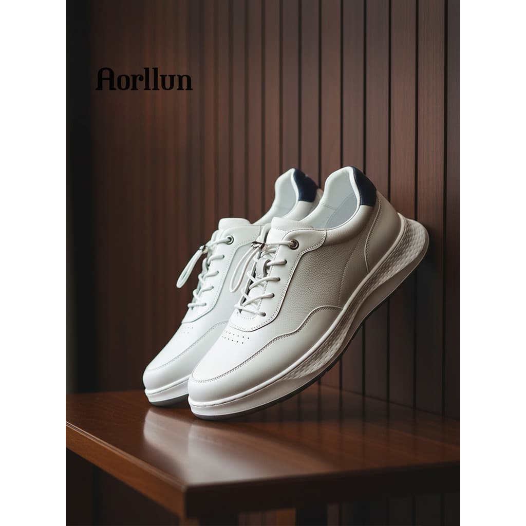 Sapatos casuais brancos masculinos de couro genuíno camada completa couro 2026 primavera novo Ultra-leve sola macia sapa