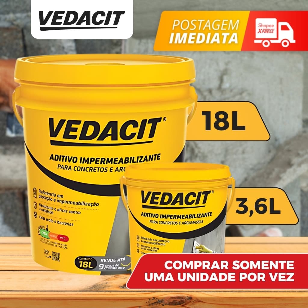 Aditivo Impermeabilizante Vedacit (Balde 18 e 3,6 litros) - VEDACIT - Concreto e argamassa