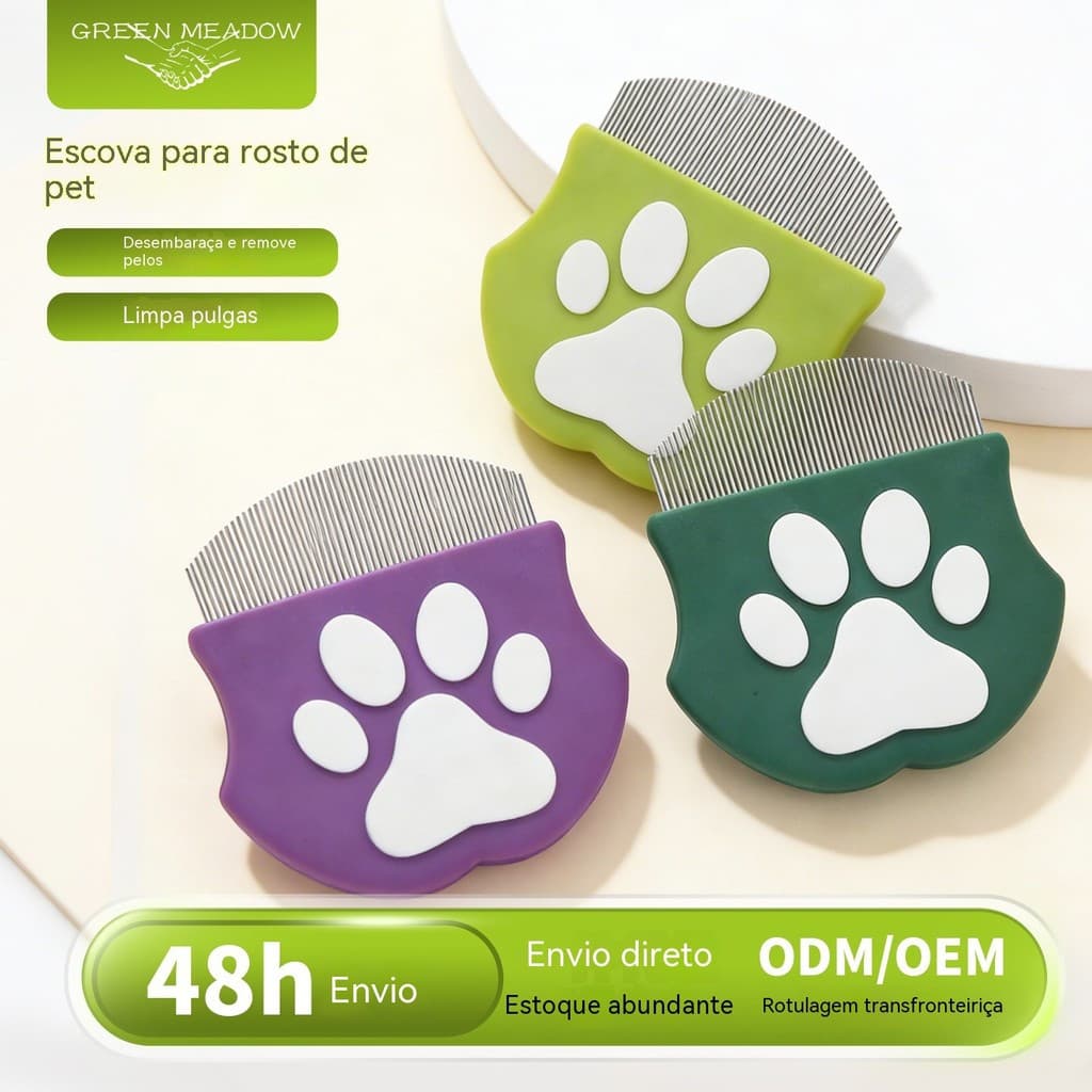 Pente Para Pulgas De Animais De Estimação , De Dentes Finos Rosto De Gato , Ferramenta De Preparação De Cabelo Flutuante