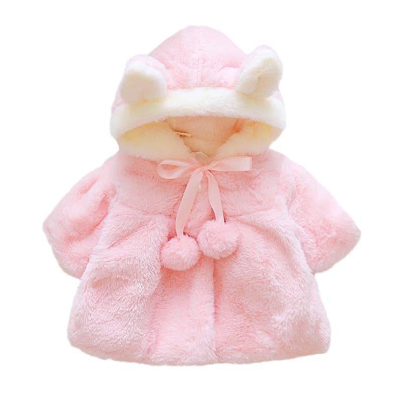 Roupas De Bebê Menina Bonito Pelúcia Orelhas De Coelho Princesa Meninas Casaco Outono Inverno Quente Com Capuz * &