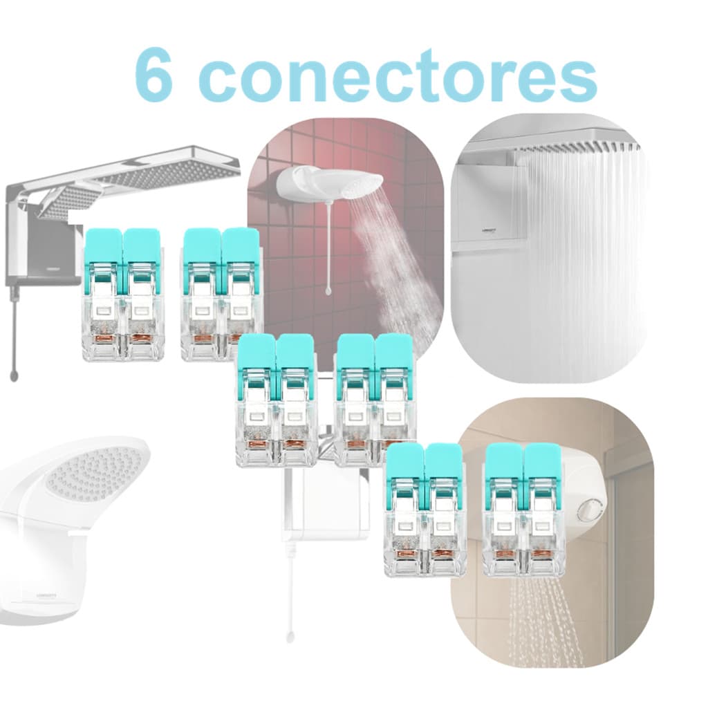 6 conectores Emenda 6mm 41a 2 vias Conector de Chuveiro Proauto Xmenda