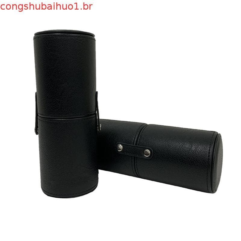 Estojo Portátil para Pincéis de Maquiagem, Suporte para Pincéis de Maquiagem em Couro PU com Botão, Bolsa de Armazenamen