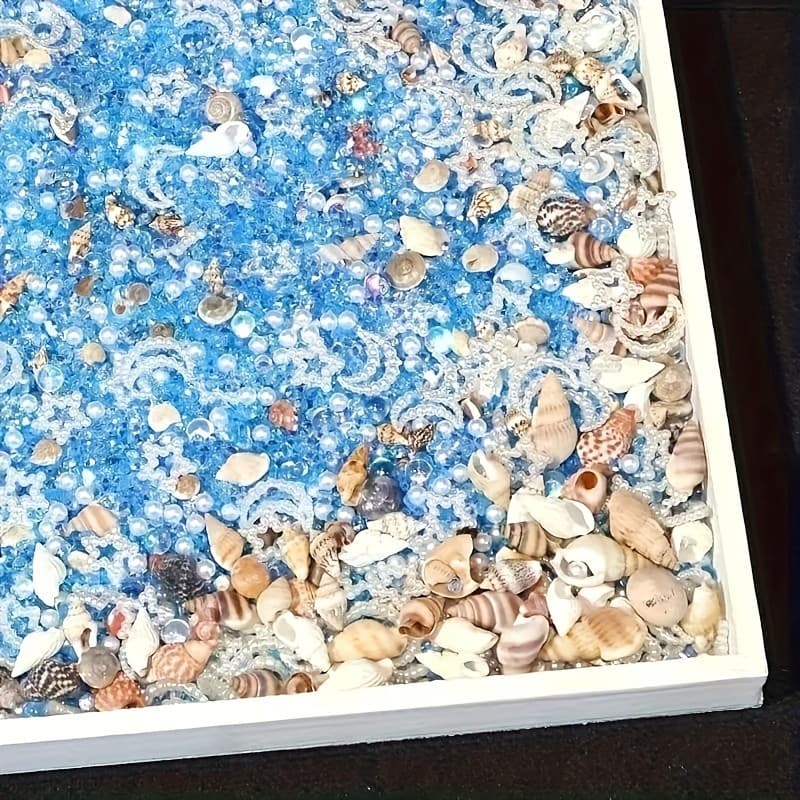 30g Areia Com Glitter Azul E Mini Decorações De Concha Para Artesanato Decoração De Casa Criativa