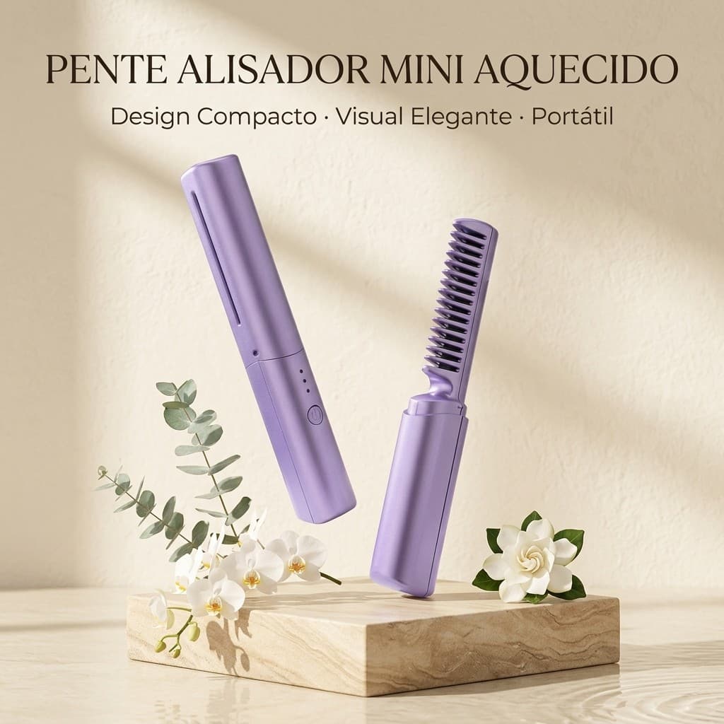 Alisador De Cabelo Sem Fio Pente Alisador Portátil Escova Alisadora Recarregável USB Prática