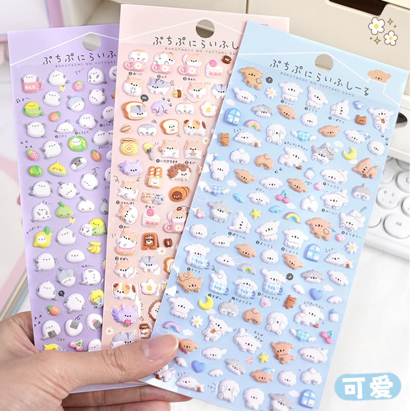 ENWEI 1 Peça [Série De Adesivos De Bolha] Estilo Fofo Sushi Coelho Gatinho Pinguim Para Diário Scrapbooking Planejador P