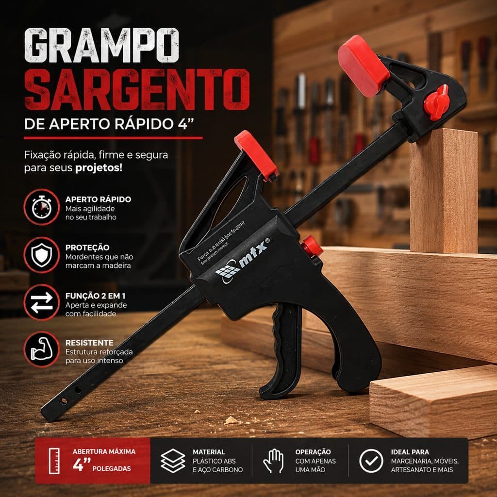 Grampo Sargento de Aperto Rápido 4 POL 200mm