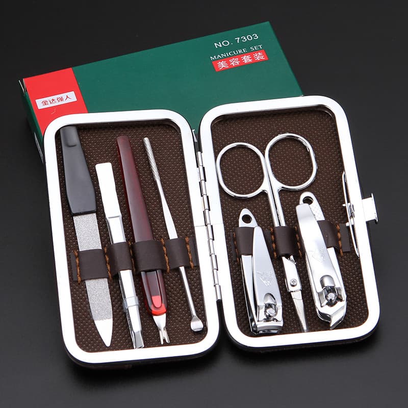 Strongman novo estilo tesoura alicate conjunto de 7 peças conjunto de tesouras de unhas ferramenta de Manicure esfoliant