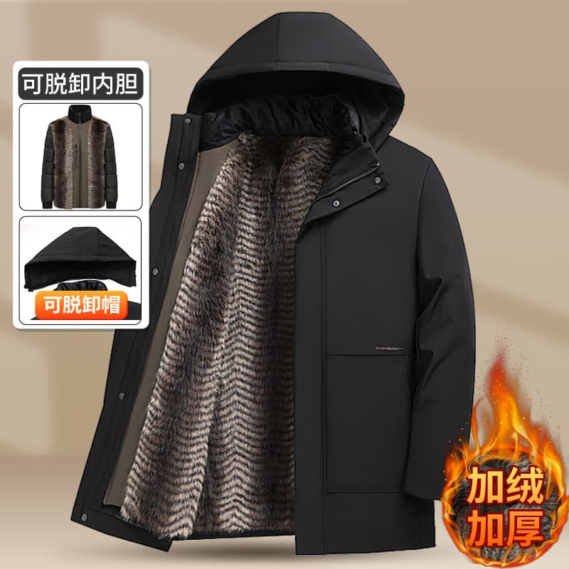 Jaqueta de inverno do pai, forro destacável masculino de meia-idade, jaqueta acolchoada de algodão, lã para idosos de me