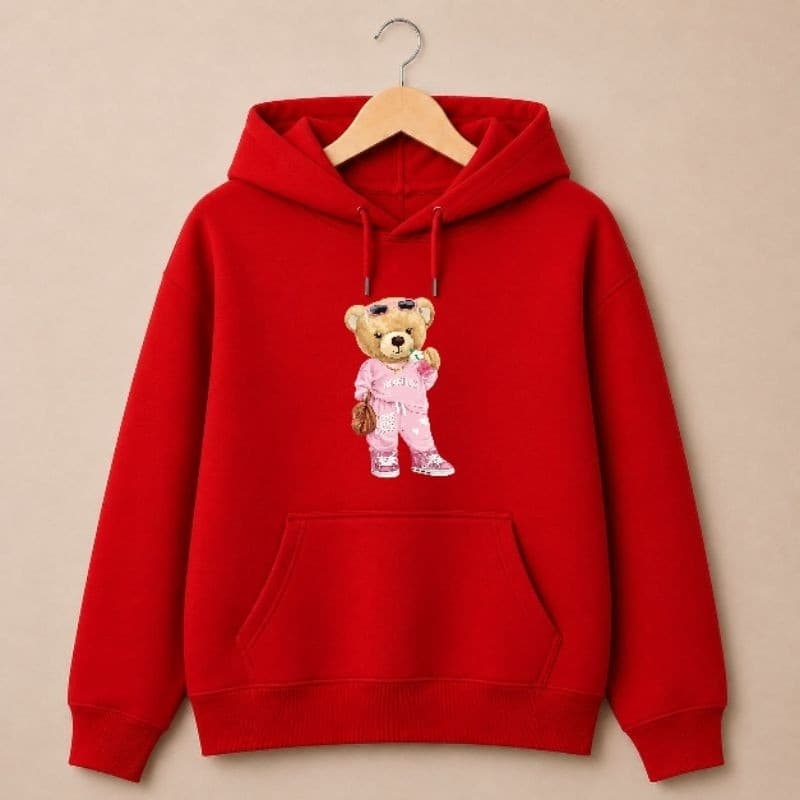 Blusa de Frio Feminina Ursinha Fashion Estampa Exclusiva Capuz Bolso Canguru Casual Moderna Premium Quentinho