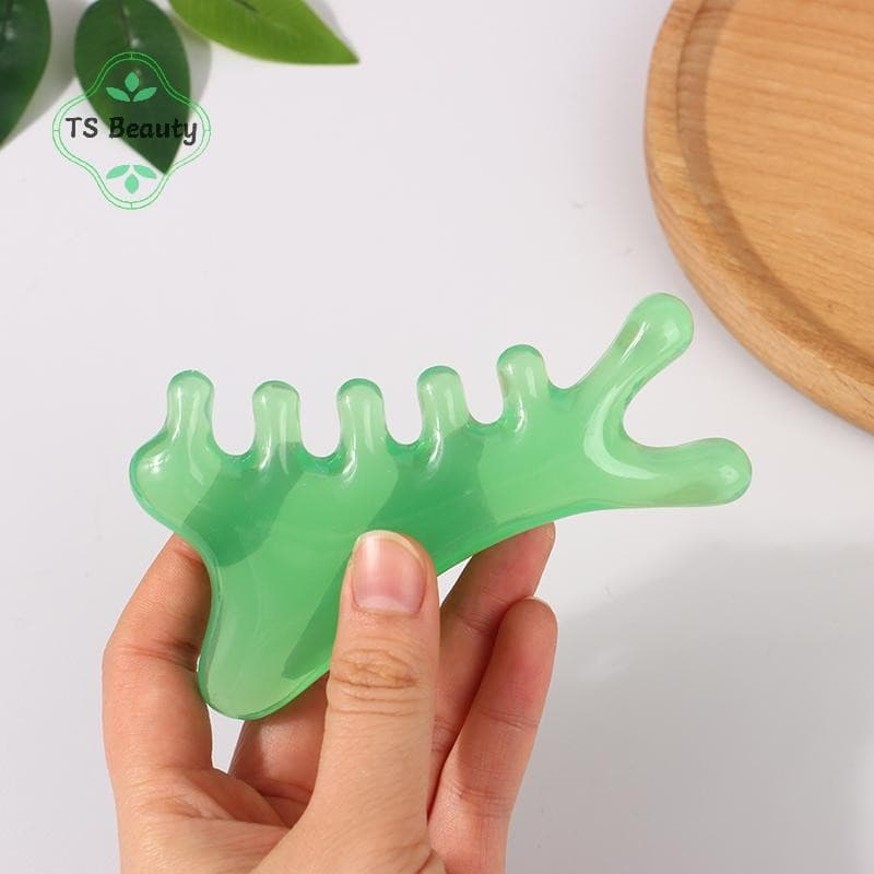 TS Beleza Corpo Meridiano Massagem Pente Resina Cinco Dentes Largos Acupuntura Terapia Circulação Sanguínea Anti-Estátic