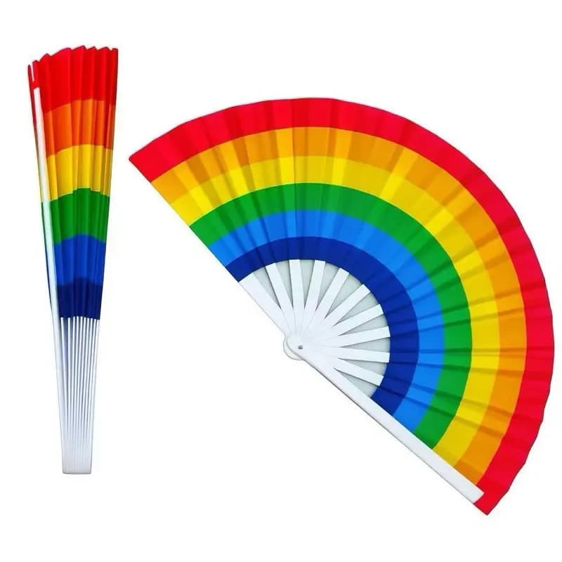 Leque 23cm Pequeno Arco Iris Colorido para Festa Fantasia Carnaval com Design Vibrante e Alegre Acessório Versátil e Atr