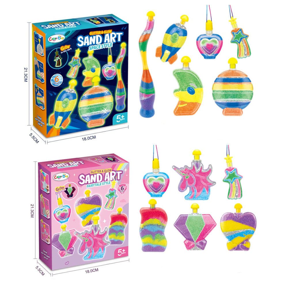 Brinquedo Educativo de Pintura com Areia Colorida Brilhante no Escuro para Crianças, Garrafa de Areia Fluida Decorativa