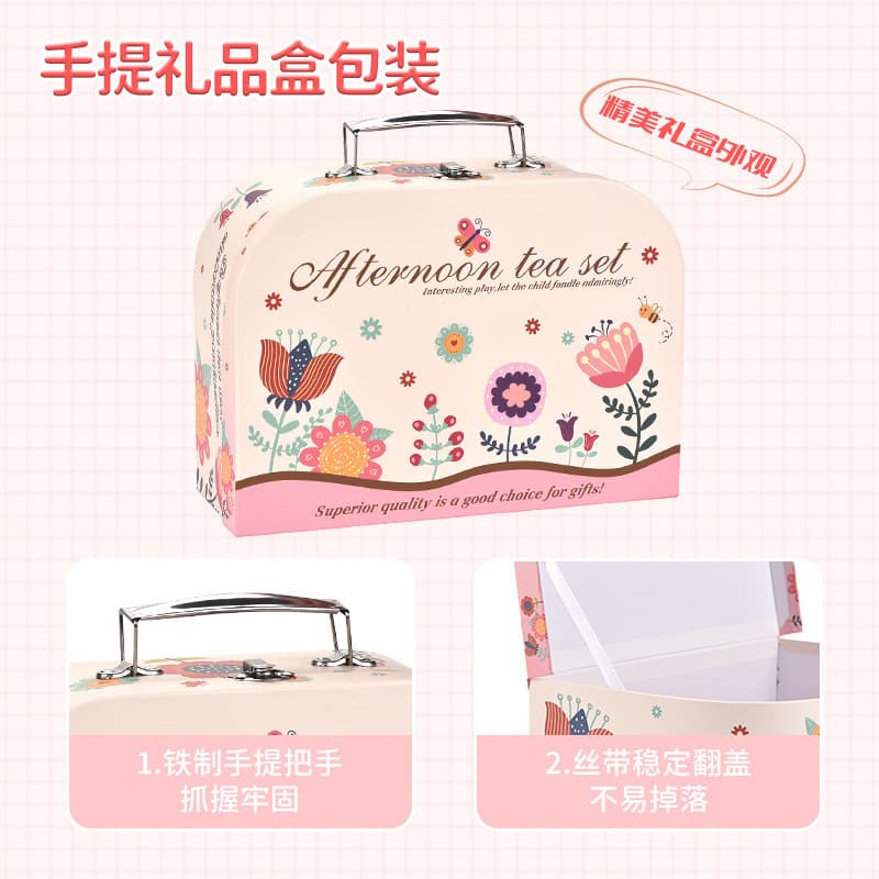 Conjunto de brinquedos de chá para brincadeiras de faz de conta infantis, conjunto de chá de lata, presente de bolo e so