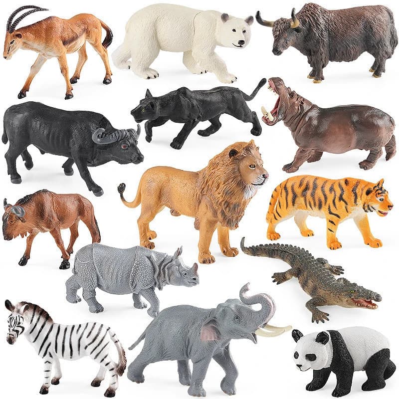 Figura de Ação de Animais Selvagens Leão Africano Tigre Iaque Antílope Crocodilo Zebra Modelo Figuras Decoração de Casa