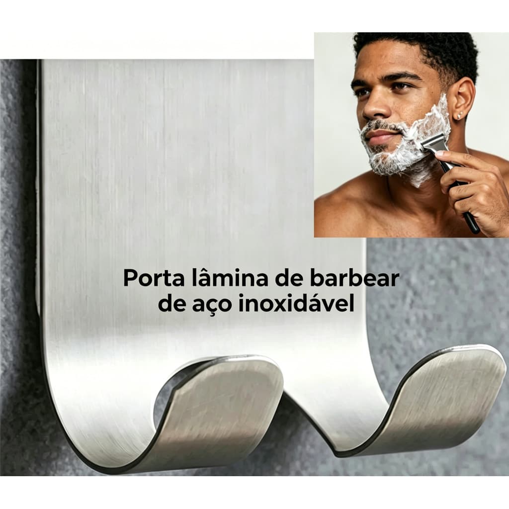 Kit 2 4 Suporte Adesivo Parede Aparelho Prestobarba Gillette Lâmina Barbear Universal Aço Inox- 2 ou 4 unidades