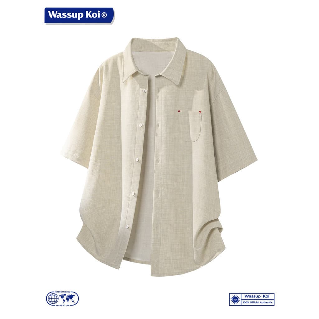 WASSUP KOI Camisa de manga curta masculina estilo Street Wear solto 2026 verão sensação legal camisa bonita Casual All-M