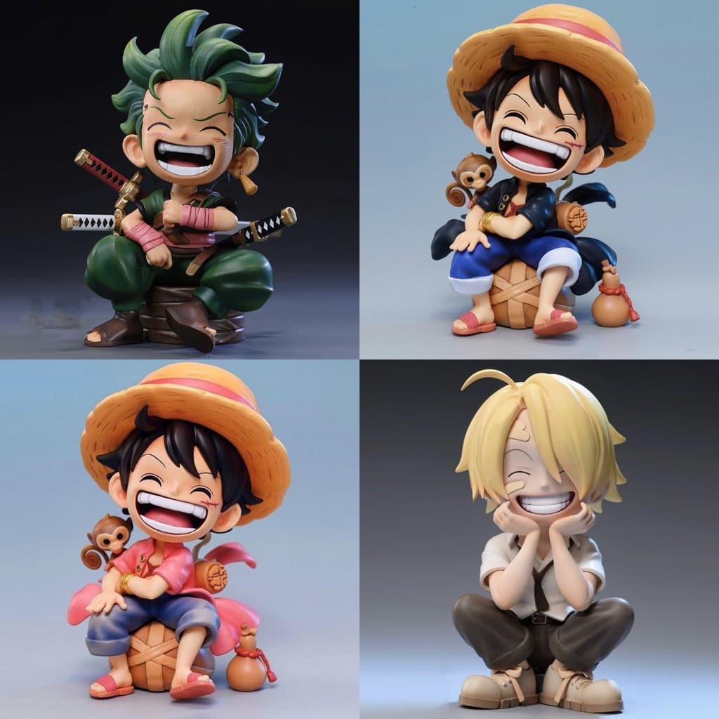 Uma peça versão Q postura sentada Luffy Sauron Sanji figura na moda jogar boneca modelo decoração do carro presente de m