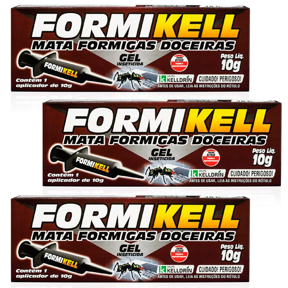 Kiy 3 Formikell Gel 10g Mata Formigas Gel Inseticida Kelldrin Rápido e Eficaz Contra Formigas