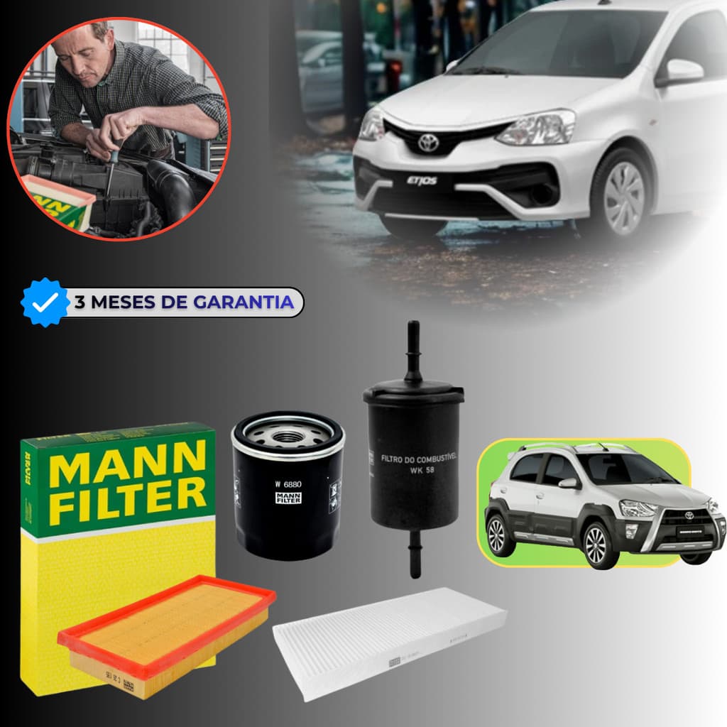 Kit Filtros Etios 2016 2017 2018 2019 2020 2021 1.5