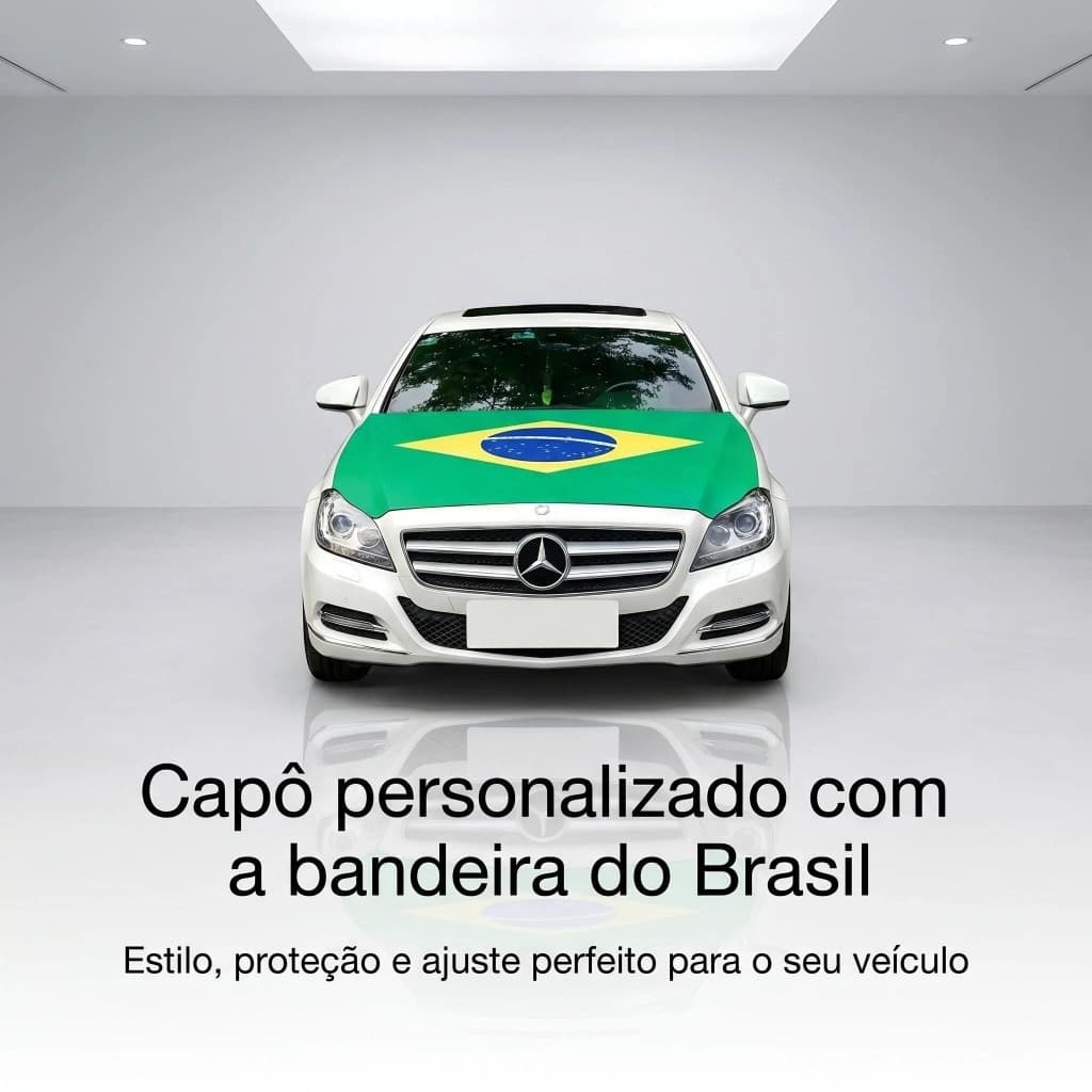 Capa de Capô Bandeira do Brasil Copa do Mundo Compatível com Todos os Modelos de Carro Decoração para Festas e Torcidas