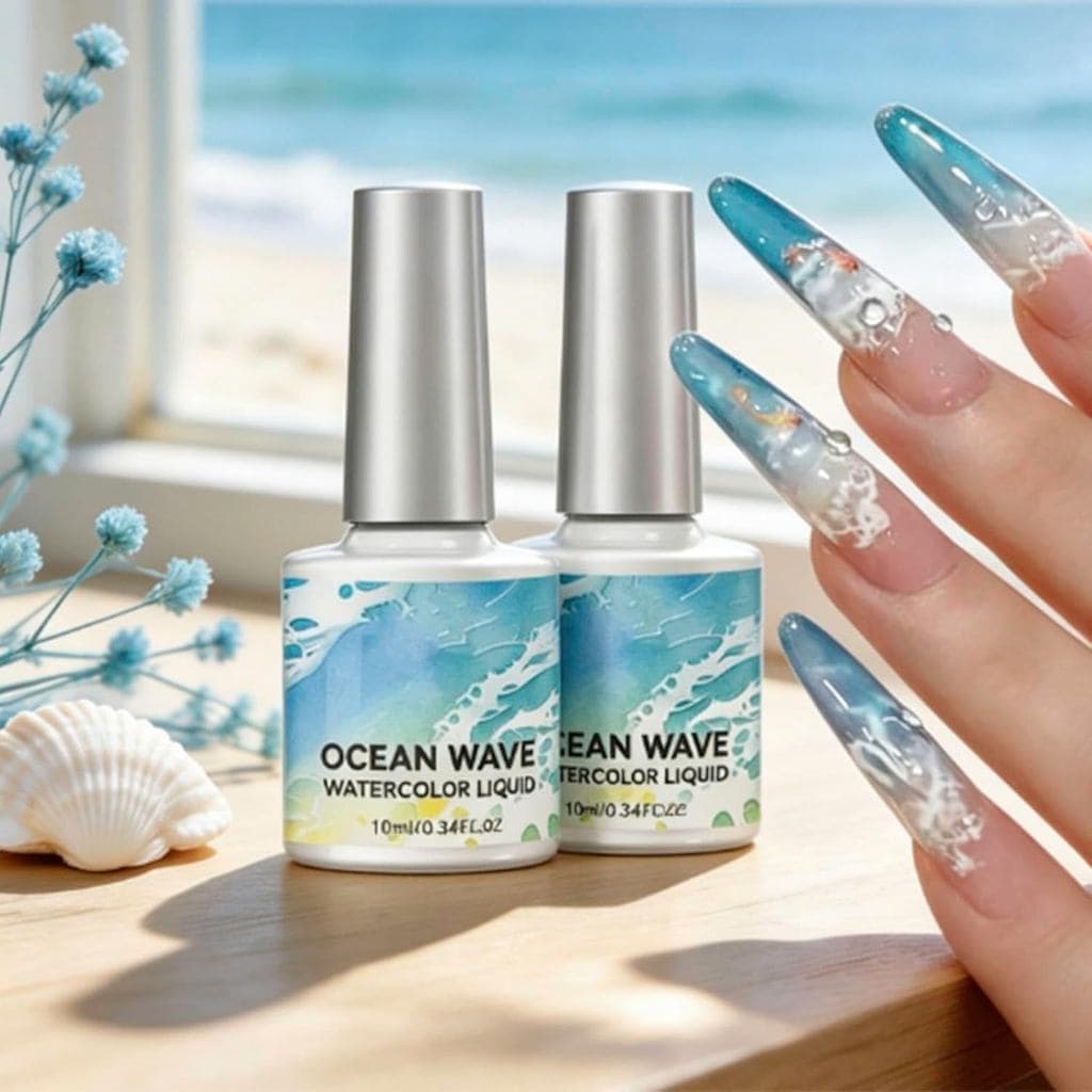 Esmalte em gel OceansWave, conjunto de 2 peças de líquido aquarela OceansWave, esmalte em gel com efeito degradê e efeit