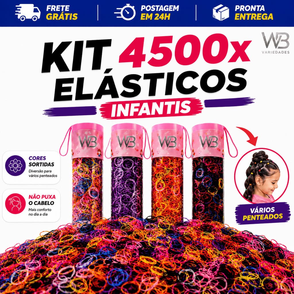 Kit 4500 Elásticos de Silicone Para Cabelo Feminino Coloridos Infantil Em Tubo Envio 24hrs