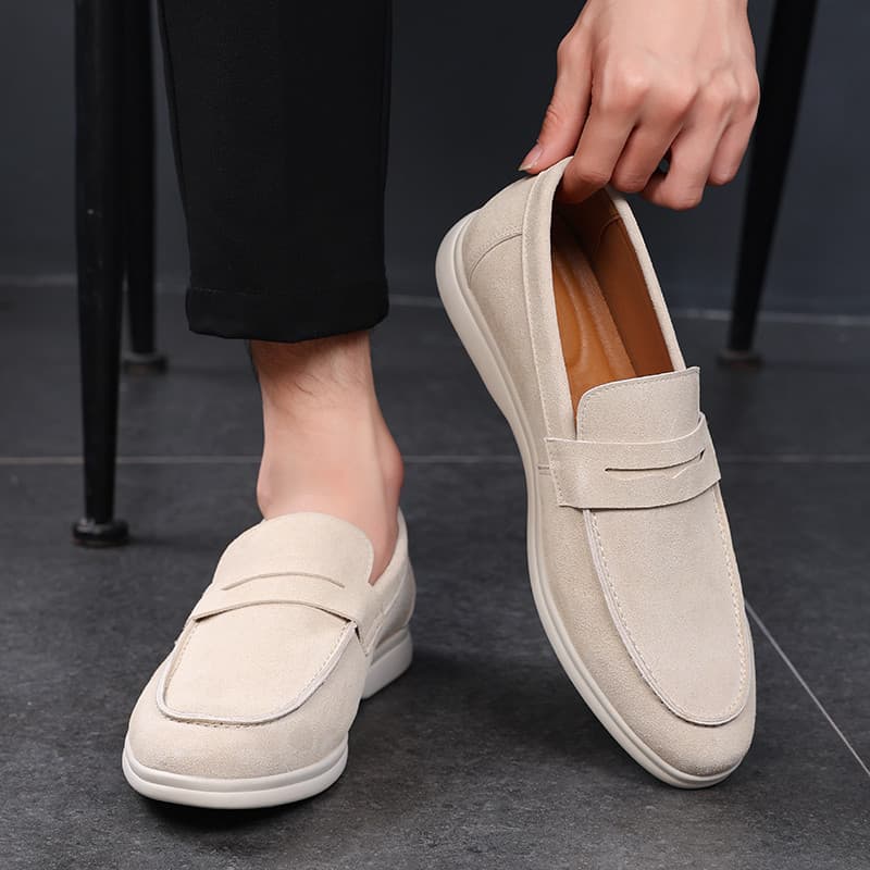 2026 verão novo estilo britânico sapatos de couro pequenos masculinos camurça de couro genuíno fosco deslizamento em moc