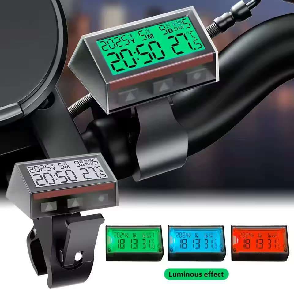 Multi-Função Motocicleta Termômetro Calendário Movido A Energia Solar Botão De Toque Relógio Digital À Prova Dwaterproof