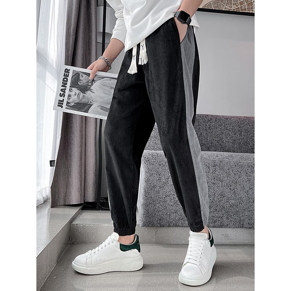 Calças de veludo masculinas primavera outono Street Wear rufião bonito tornozelo comprimento calças 2023 novo estilo cal