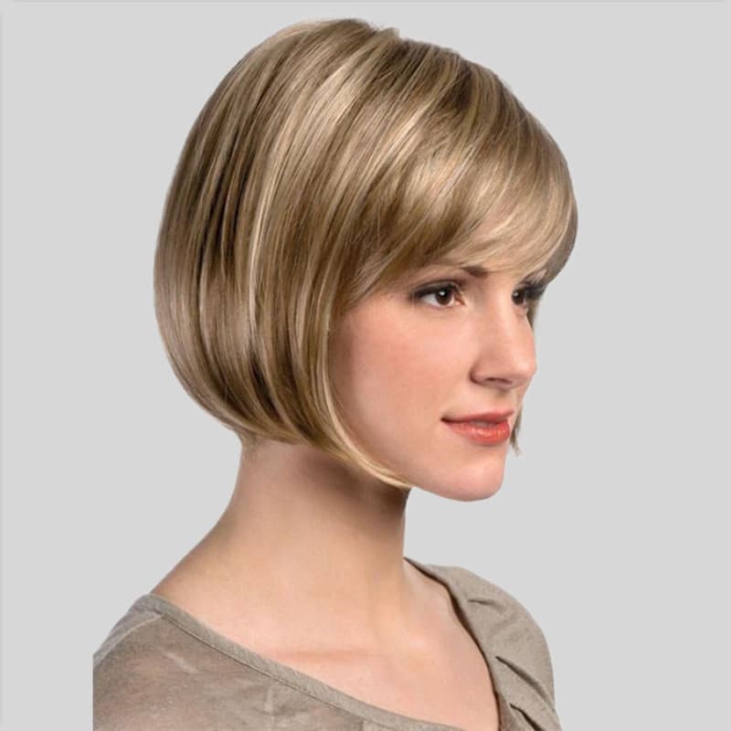 Fabricante pronto estoque atacado europeu americano bobo peruca curto cabelo reto Diagonal franja chapelaria moda senhor