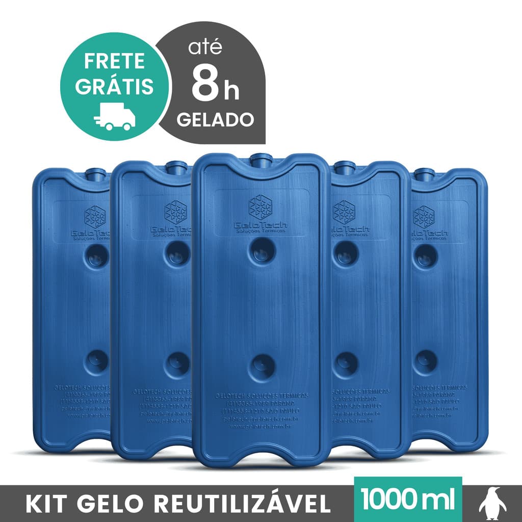 Gelo Reutilizável 1000ml Até 8h Gelado Não Molha | GeloTech Rígido Gel Artificial Atóxico