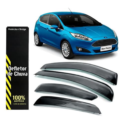 Super Defletor Calha Chuva New Fiesta Hatch 2011/2019 4p Kit