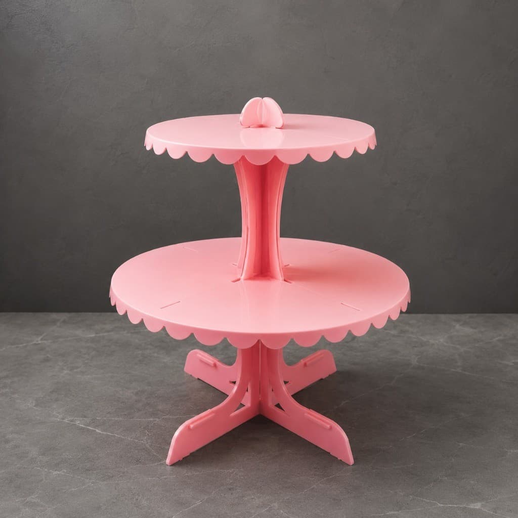Suporte Porta Doces Rosa Mesa de Festa Princesa Chá Revelação e Aniversário Bandeja Decorativa