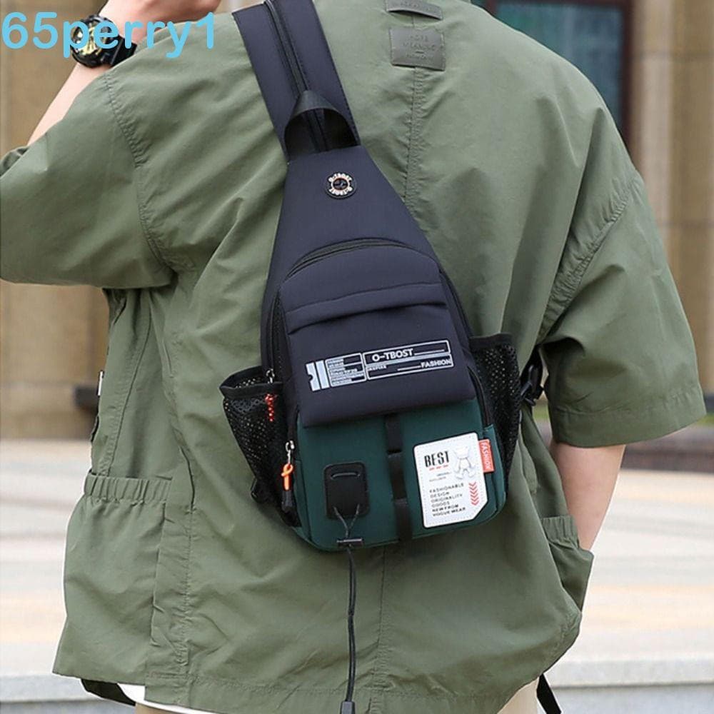 PERRY1 Bolsa De Peito Masculina , Mochila Oxford Com Alça Ajustável , Crossbody 2 Em 1 De Grande Capacidade