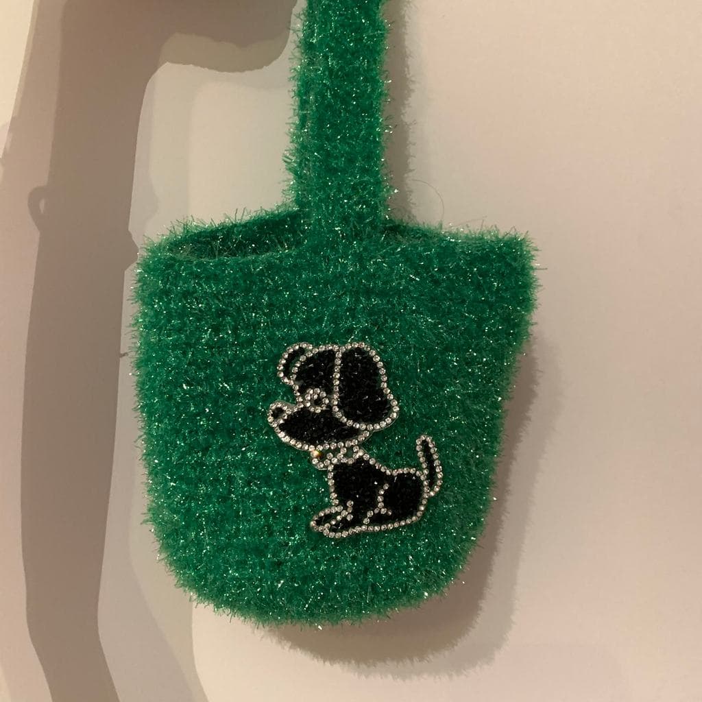 Original caseiro/Tukudongdi/bonito filhote de cachorro verde saco de embreagem saco de embreagem macio saco do telefone
