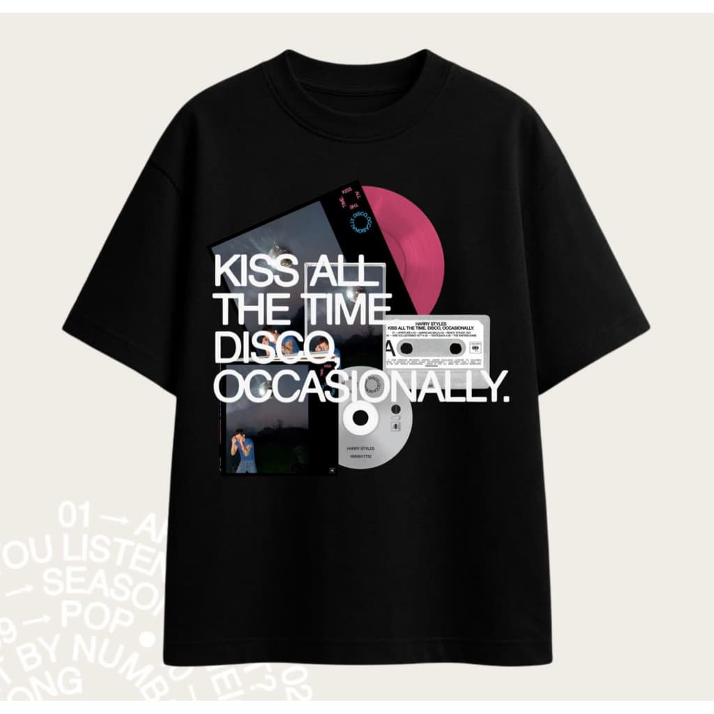 Camiseta Masculina Feminina Harry Styles Vinil Rosa Fita Cassete Estampa Álbum T-shirt Preta Unissex Envio Imediato