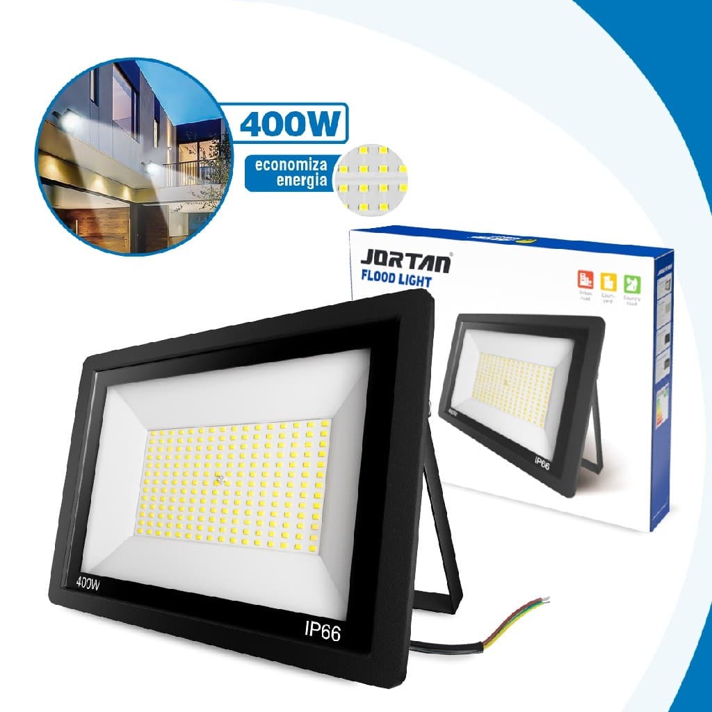 Refletor Led 400w Holofote Ip66 Prova D’água Luz Branco Frio.