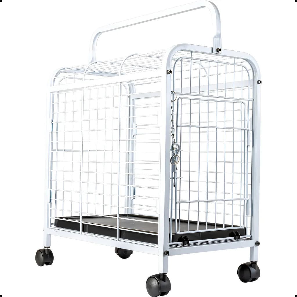 Caixa De Transporte Gaiola Portátil Pets Leva Pet Gatos Cães Cor White/preto Branco - Black