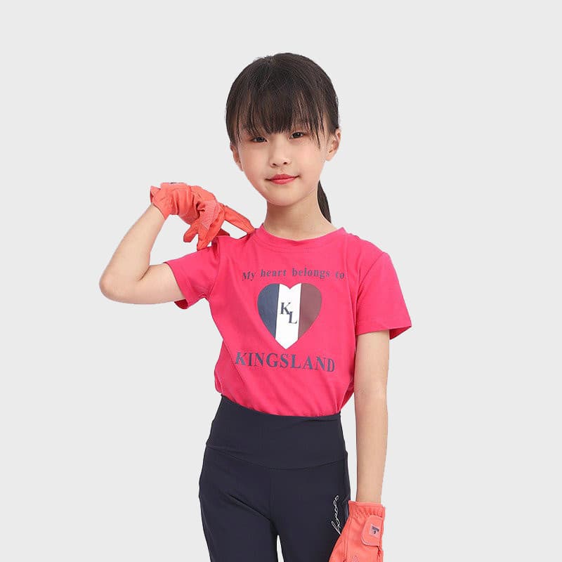 França Kingsland meninas equestre camiseta em forma de coração equestre camiseta equitação crianças equestre Casual mang
