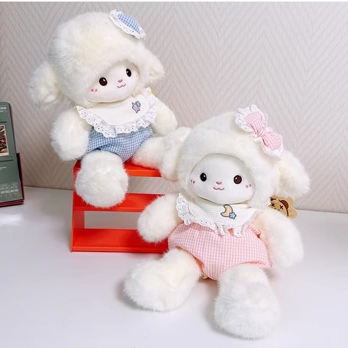 Snot urso novo estilo correndo paraíso cordeiro boneca babador calças xadrez lã crianças brinquedo de pelúcia feminino p