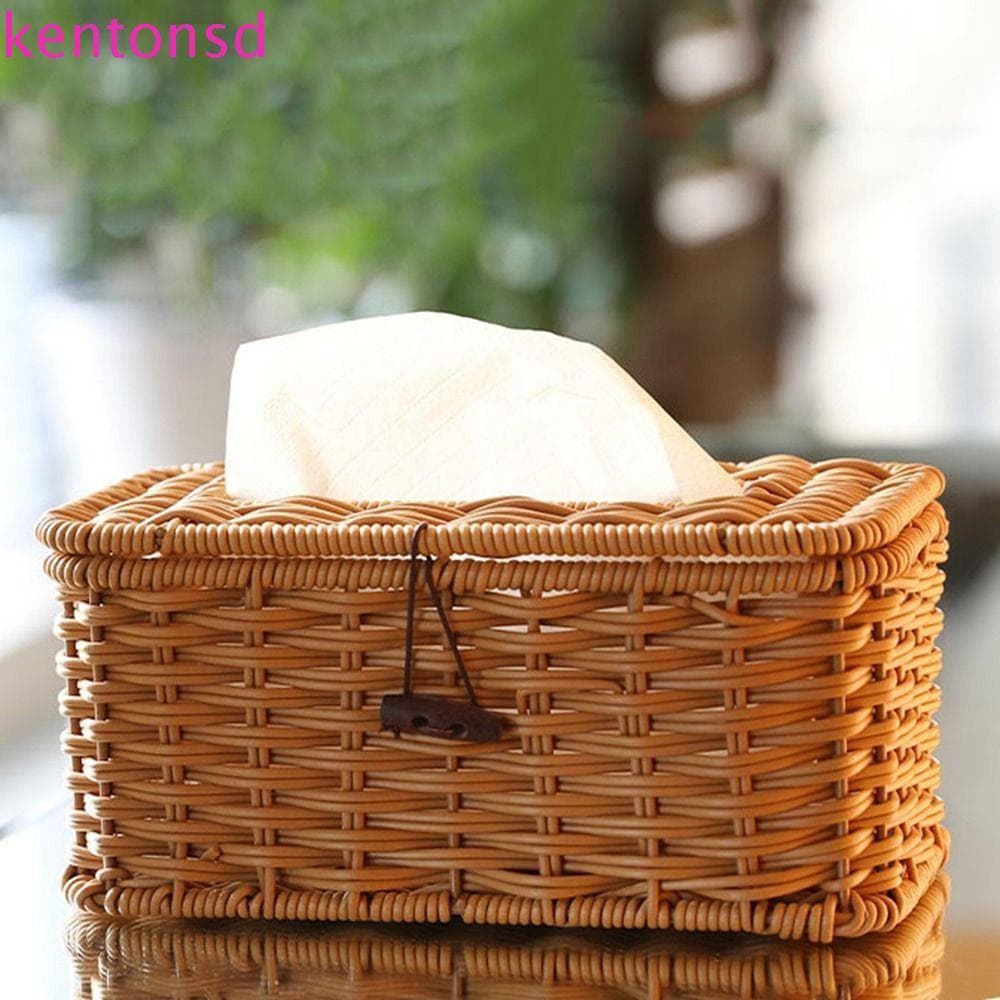 Porta-Guardanapos KENTONSD , Caixa De Tecido Retangular De Imitação De Rattan De Plástico , Recipiente De Papelão Artesa