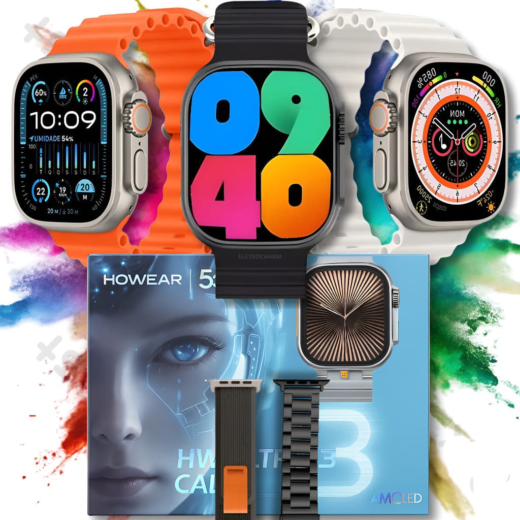 Smartwatch HW Ultra 3 Call 5G Tela AMOLED 2.2 Câmera GPS 1GB Bluetooth Chamadas e Monitor de Saúde