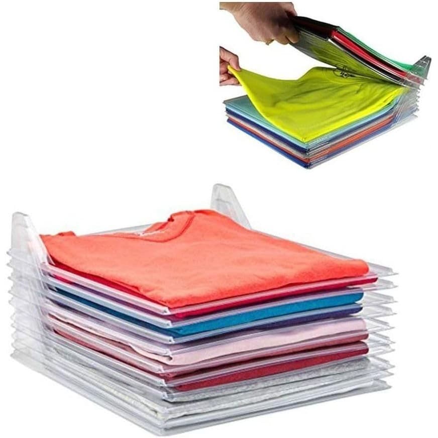 Kit 10 Organizador de Roupas Dobrável Camisas Tipo Arquivo Separador