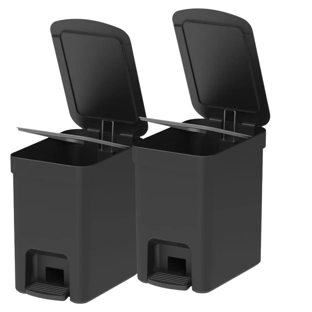 Kit de lixeiras com pedal Ou 2 peças 6L Linha Trium Preta