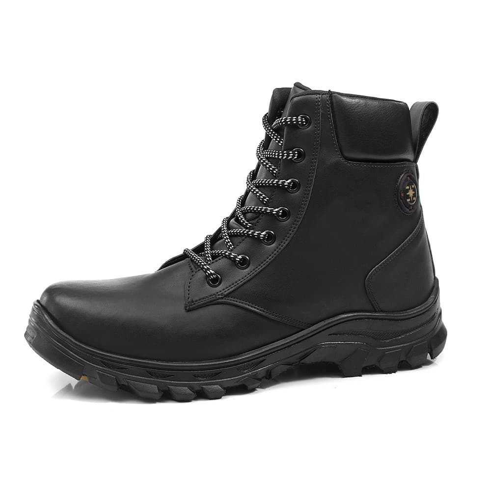 Bota Coturno Masculina Casual Preta Confortável Bota Modelo Adventure Cano Médio JCL